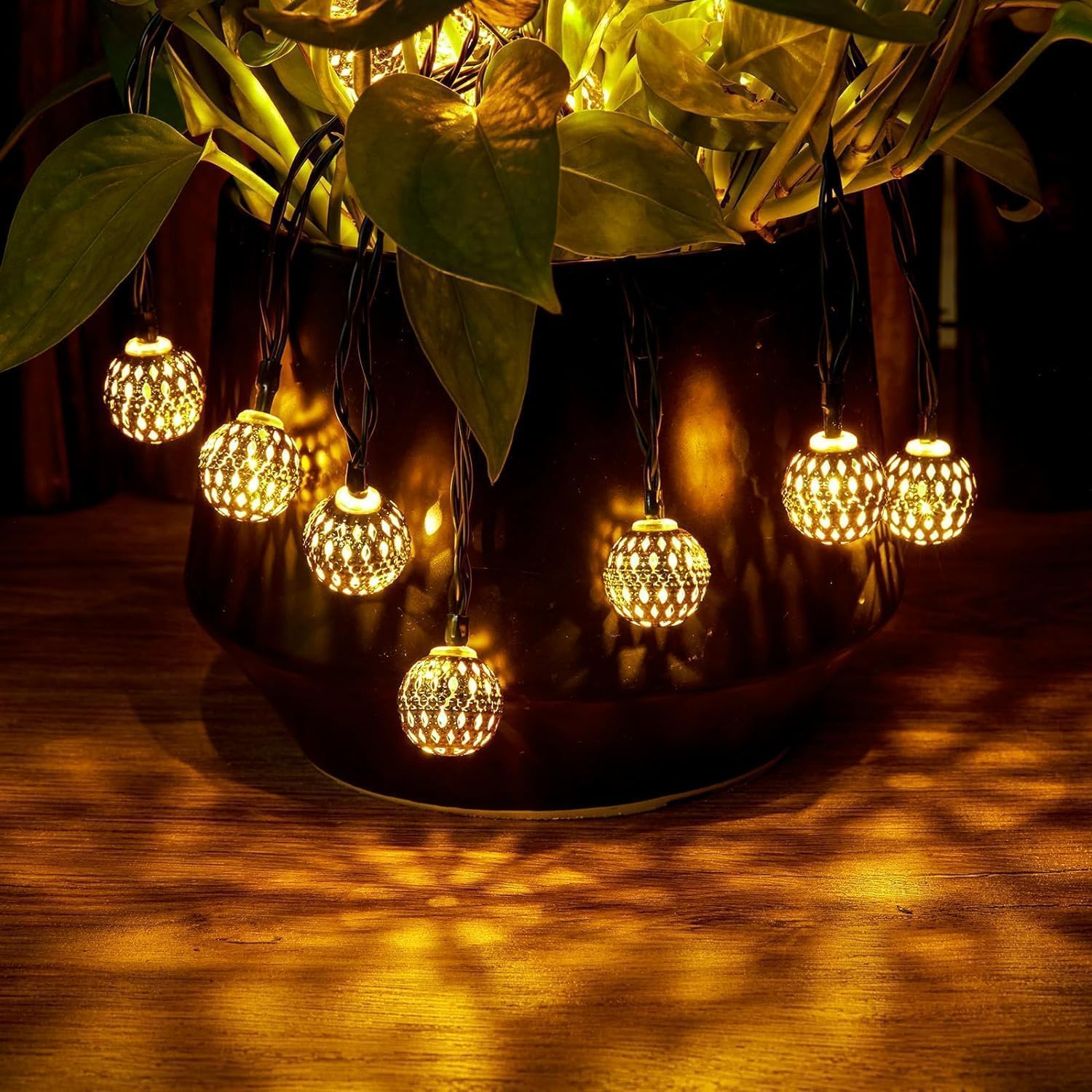 e Lichterkette Marokkanisch 12 m – 100 LED-Kugeln Warmweiß