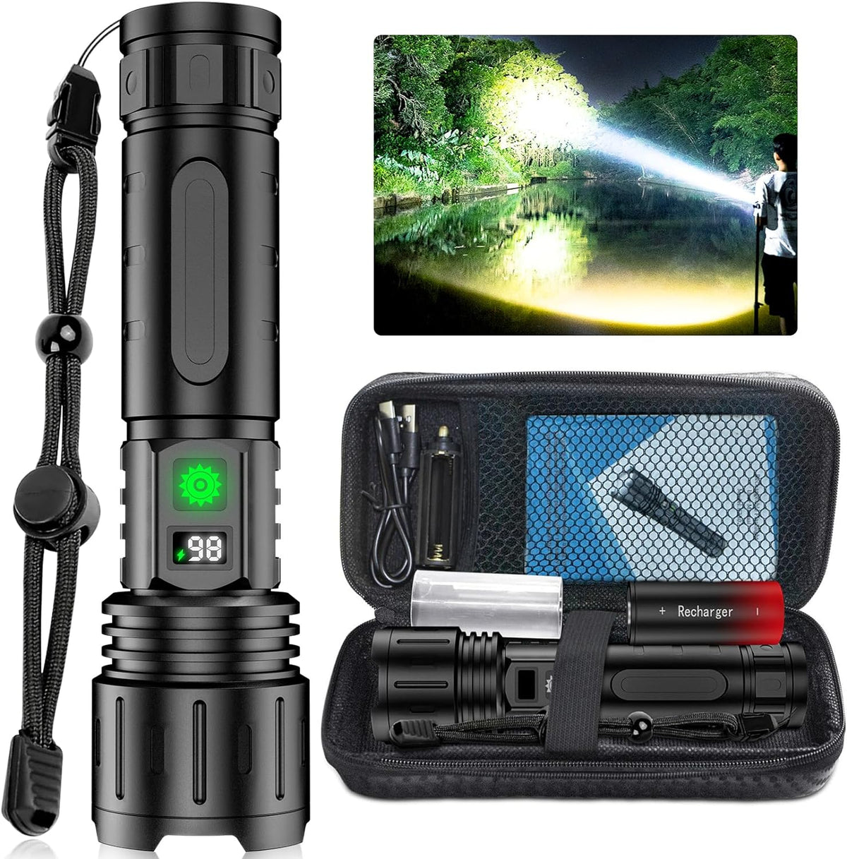 100,000-lumen flashlight – outdoor and camping