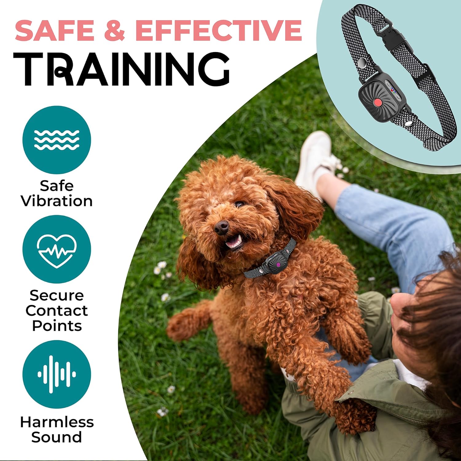 Antibellhalsband für kleine Hunde mit Ton und Vibration