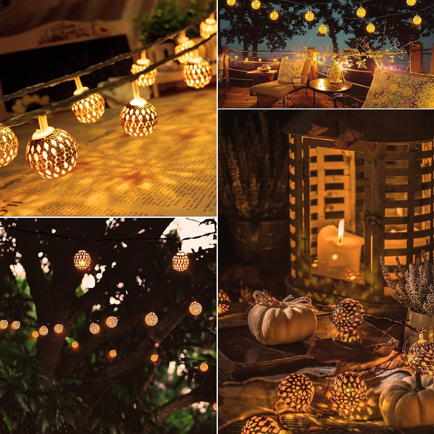 e Lichterkette Marokkanisch 12 m – 100 LED-Kugeln Warmweiß