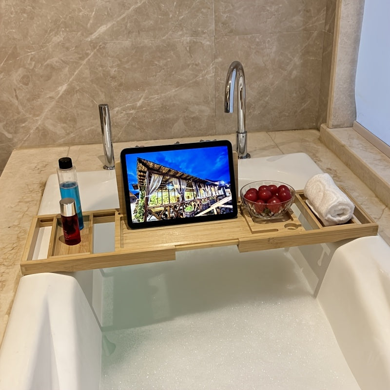 Badewannen-Tablett aus Bambus – verstellbar und praktisch