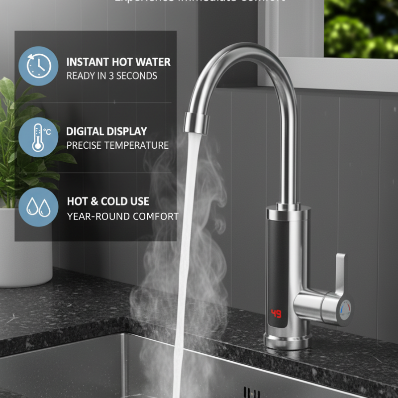 Küchenarmatur mit Sofortheißwasser und LED-Temperaturanzeige