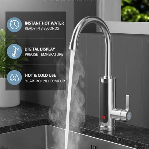 Küchenarmatur mit Sofortheißwasser und LED-Temperaturanzeige