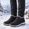 Lined women's winter boots for slipping on, water-repellent