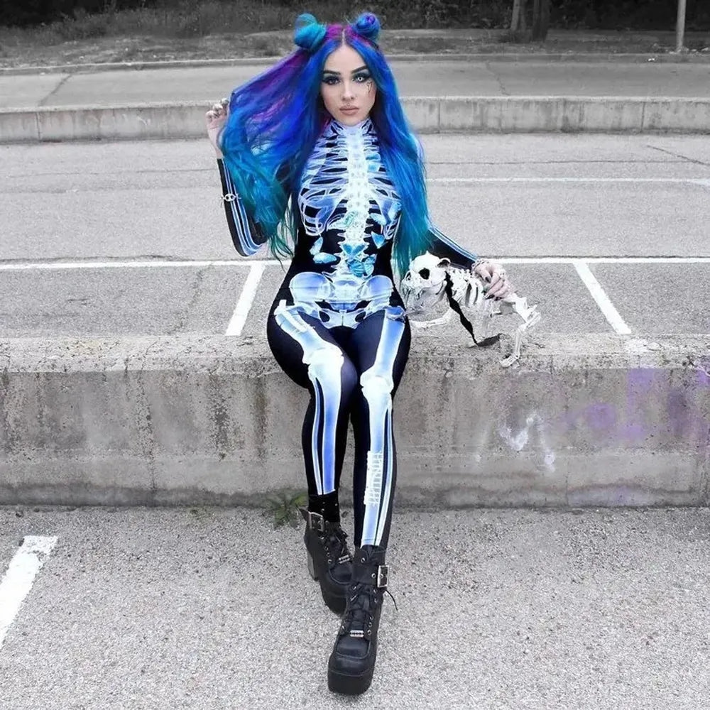 Skelett Ganzkörperanzug mit Röntgen Motiv – Halloween Kostüm Bodysuit