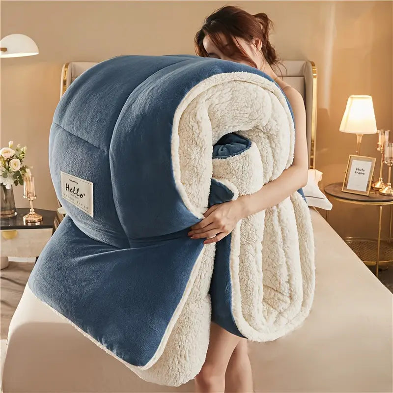 Quilted winter duvet with checked pattern – three-layered and warm
