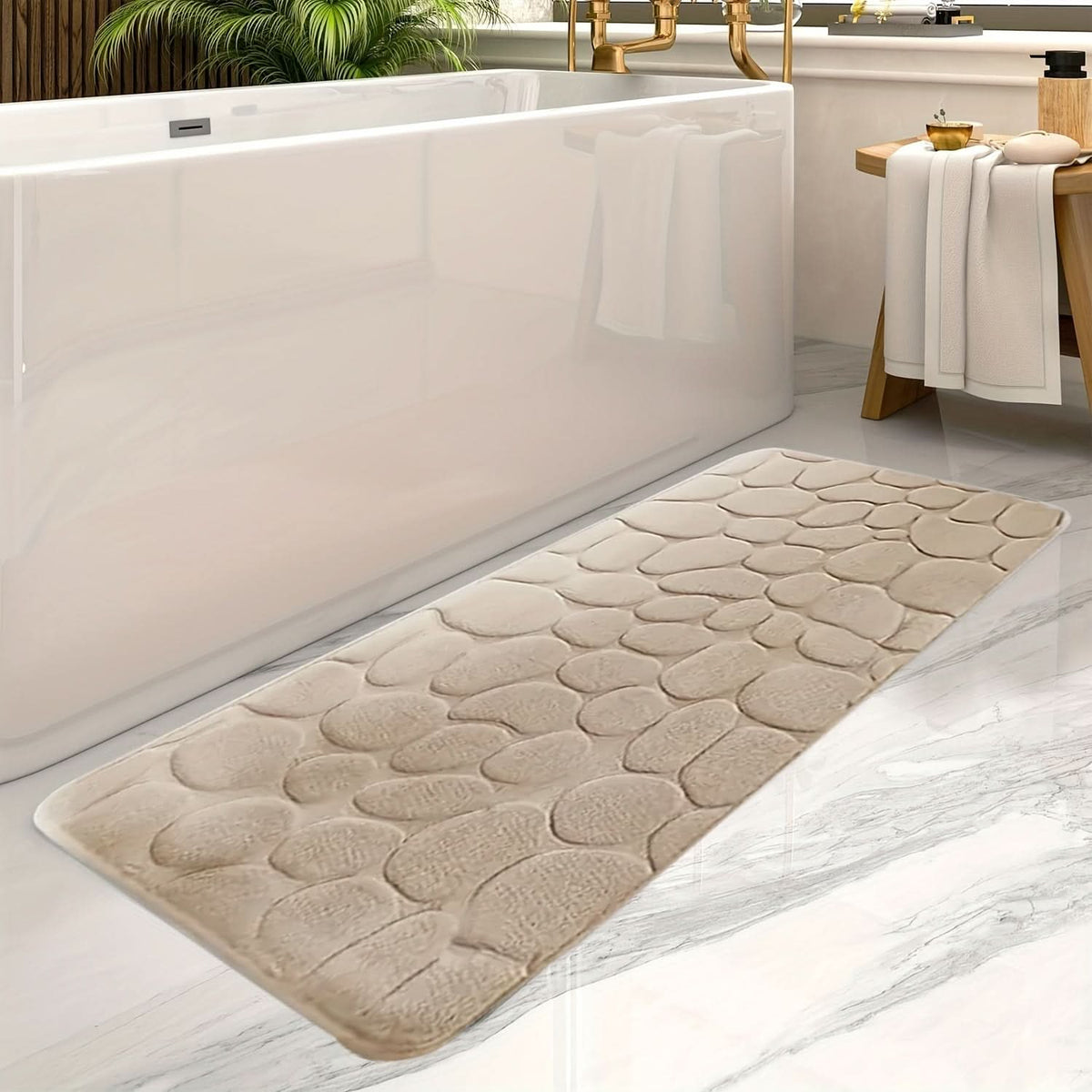 Large bath mat, machine washable - soft and non-slip