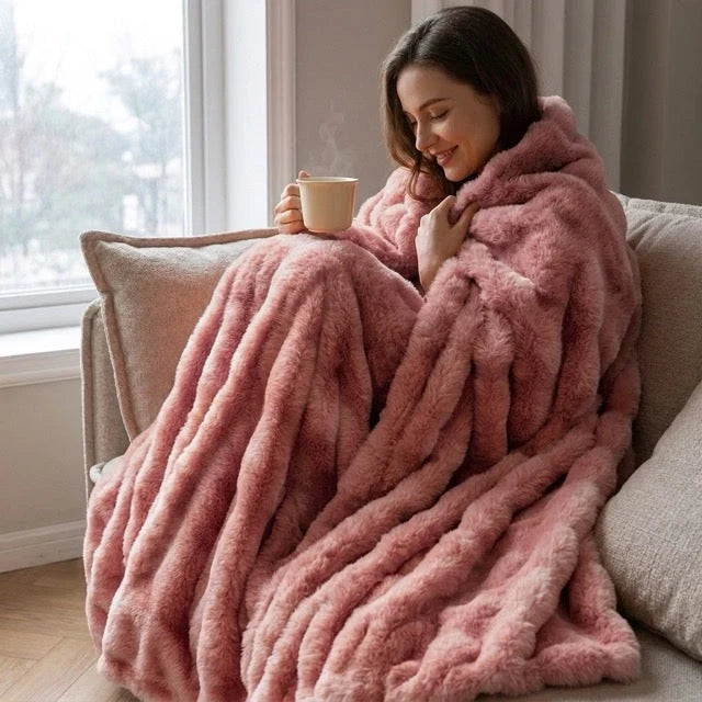 Kunstfell Kuscheldecke in Kaninchenfelloptik – weich und warm