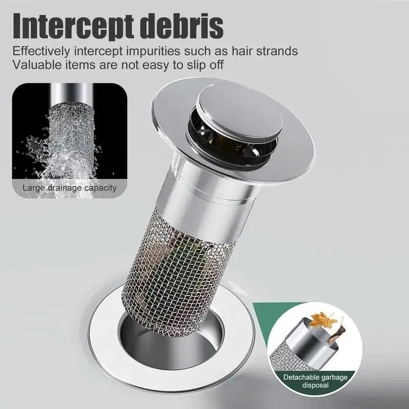 Edelstahl Haarfänger with mesh filter intercepting water debris in sink