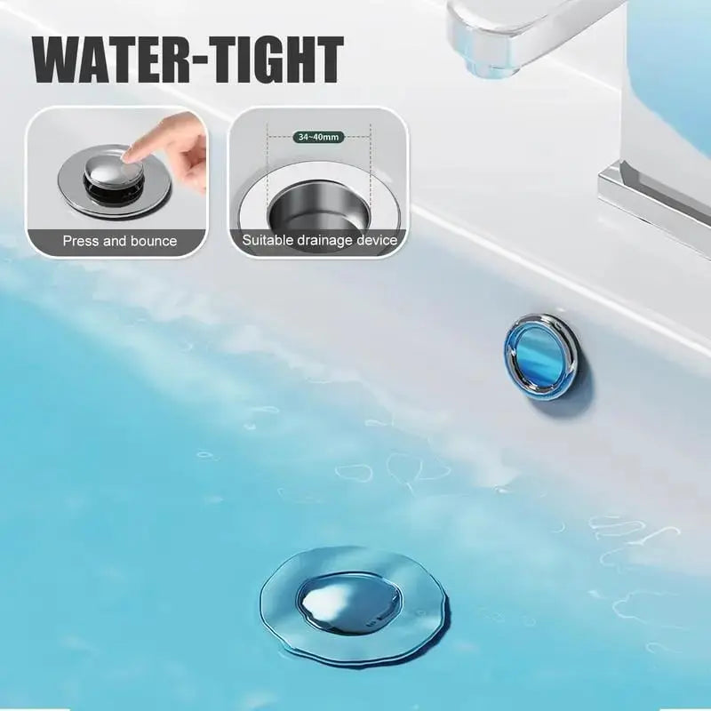 Water-tight Abflussfilter Edelstahl installed in blue bathtub drain opening