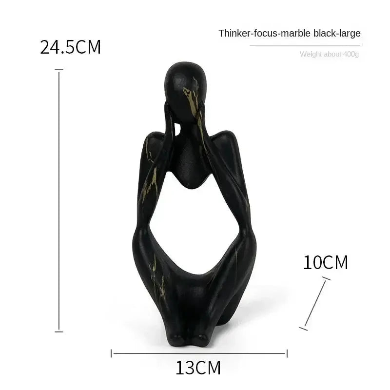 Abstrakte Denker Skulptur black marble figure in contemplative position 24.5cm tall