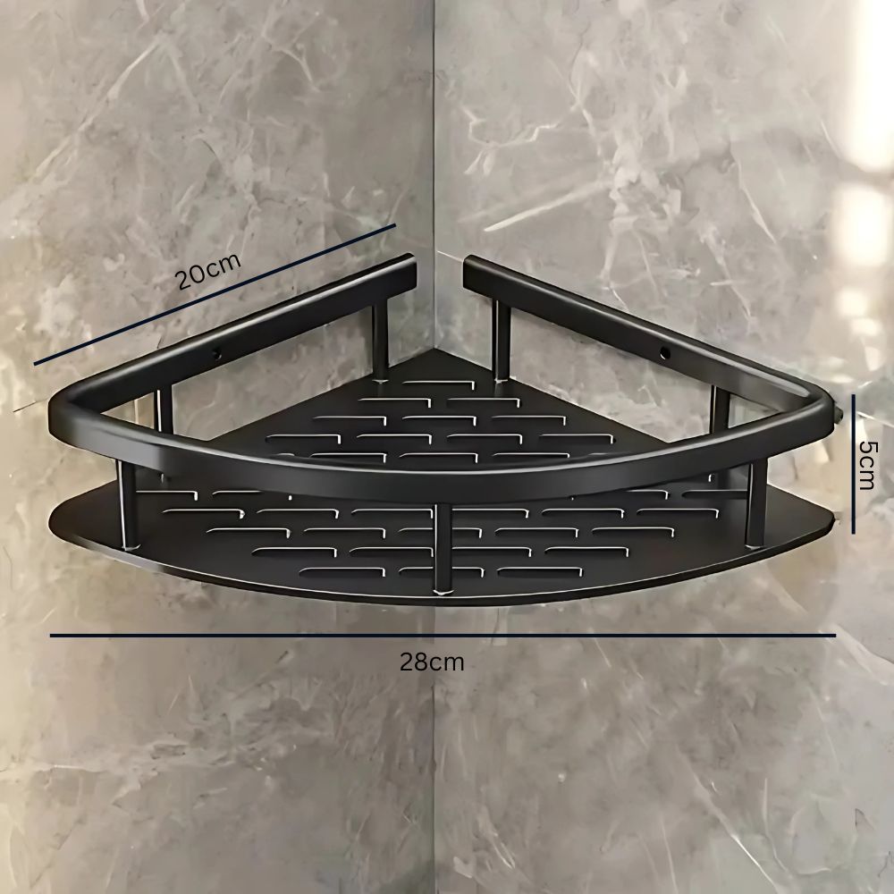 No-Drill Corner Shower Shelf – Aluminum Shower Caddy with Drainage