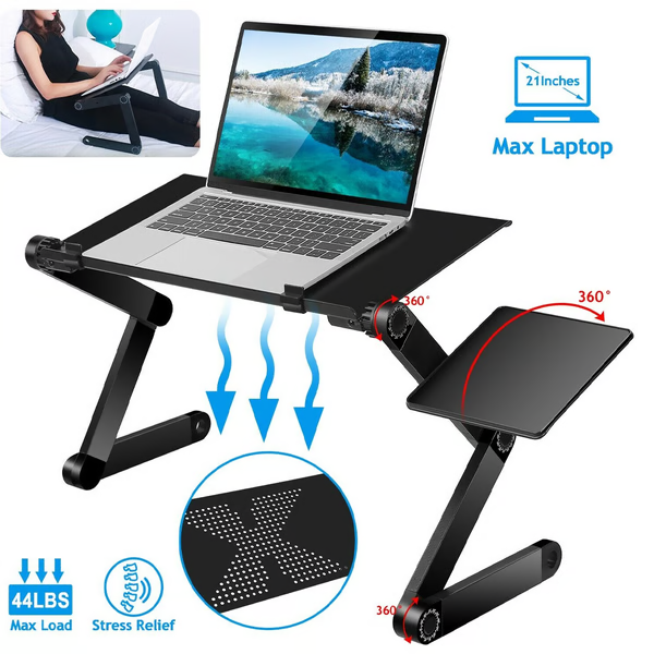 Aluminium Laptopständer verstellbar mit belüfteter Ablage