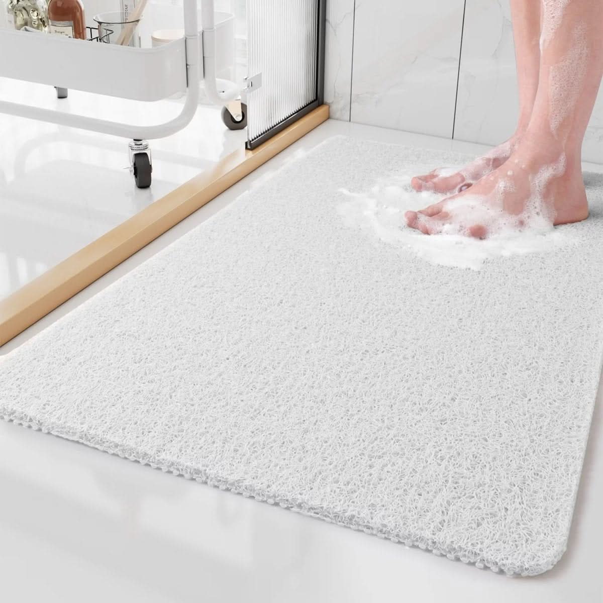 Non-slip shower mat with drainage system for safe showering