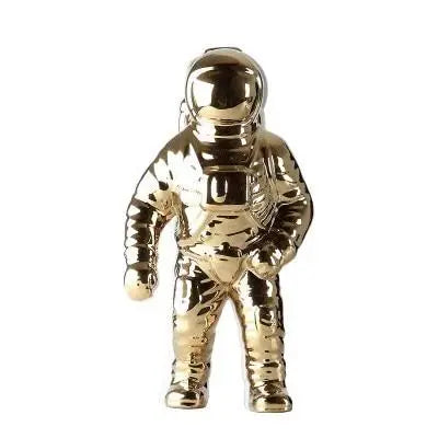 Metallic gold astronauten-figur with plant compartment functional home decor