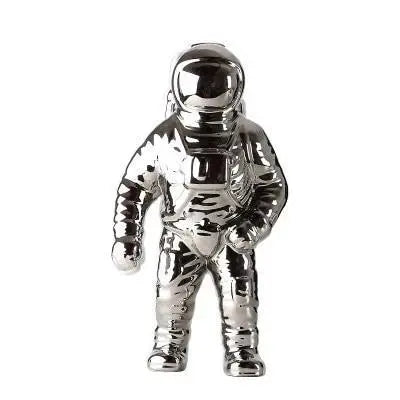 Mirror finish astronauten-figur decorative planter with reflective gold helmet