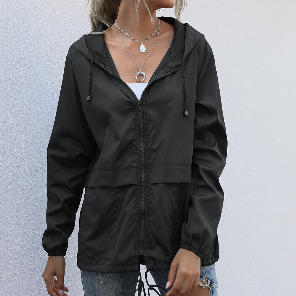 Short hooded raincoat - waterproof for women