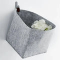 Aufbewahrungsbox aus Filz mit Ledergriff und faltbarem Deckel