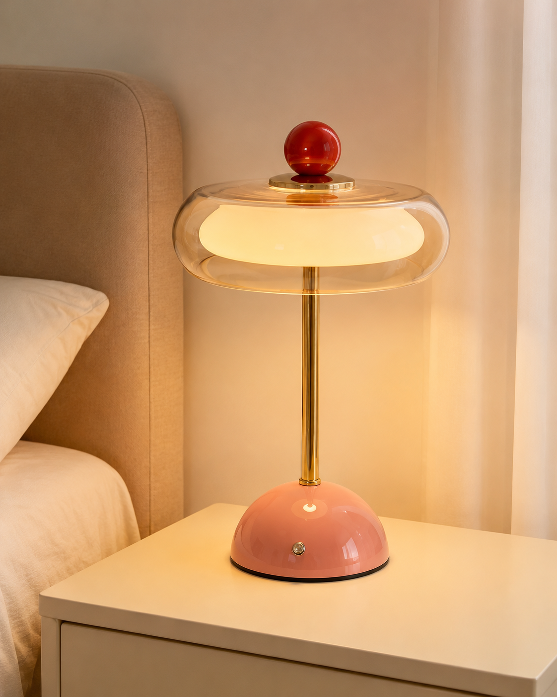 Aufladbare Glas-Tischlampe mit Dimmer – Retro-Design USB-C