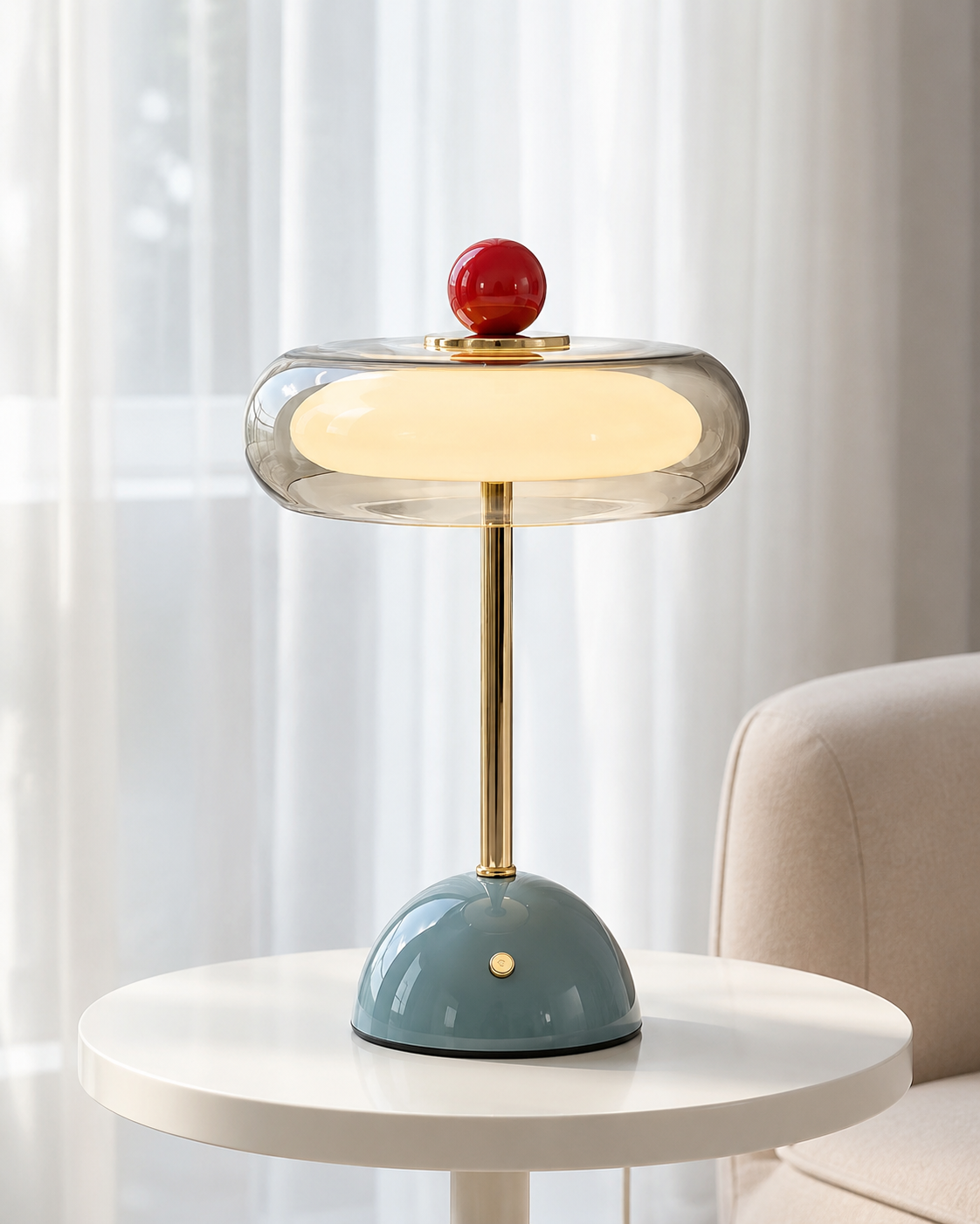 Aufladbare Glas-Tischlampe mit Dimmer – Retro-Design USB-C