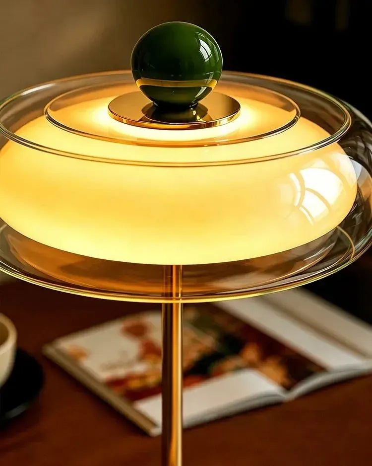 Rechargeable glass table lamp with dimmer – retro design, USB-C