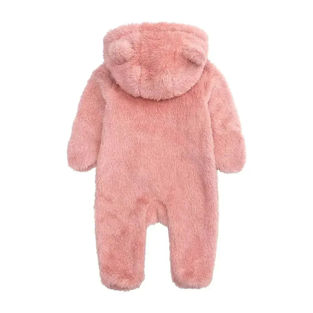 Baby snowsuit with hood and bear ears – warm and cozy for winter