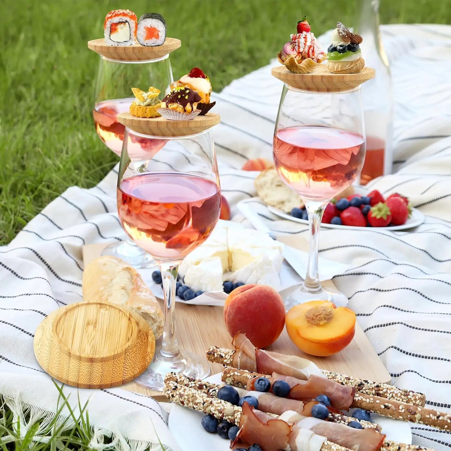 Bambus-Snackaufsätze für Weingläser (4-Stück) product image 3