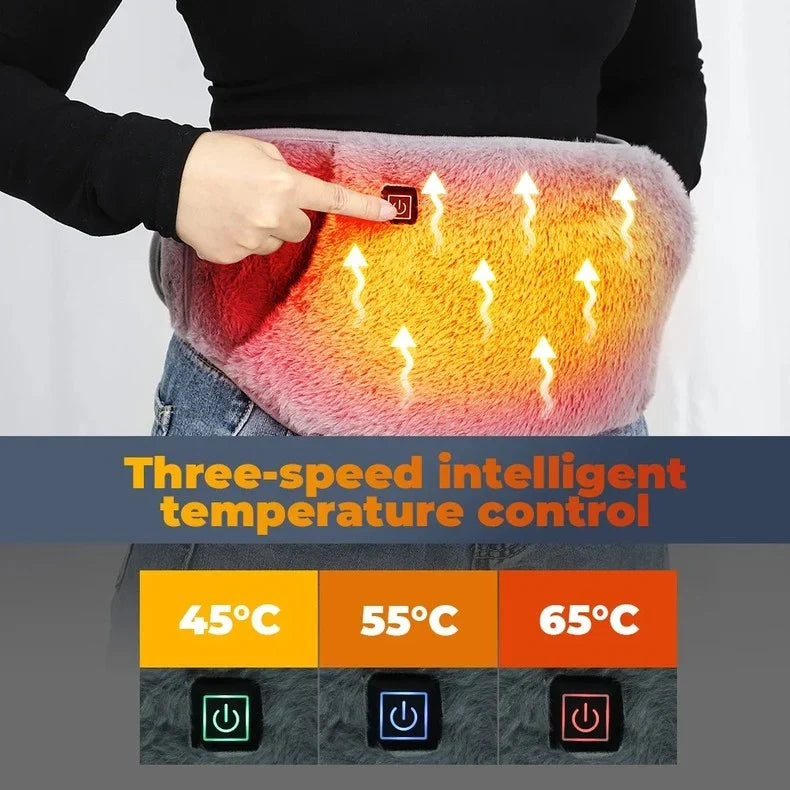 Heated waist belt with 3 heat settings and crystal velour