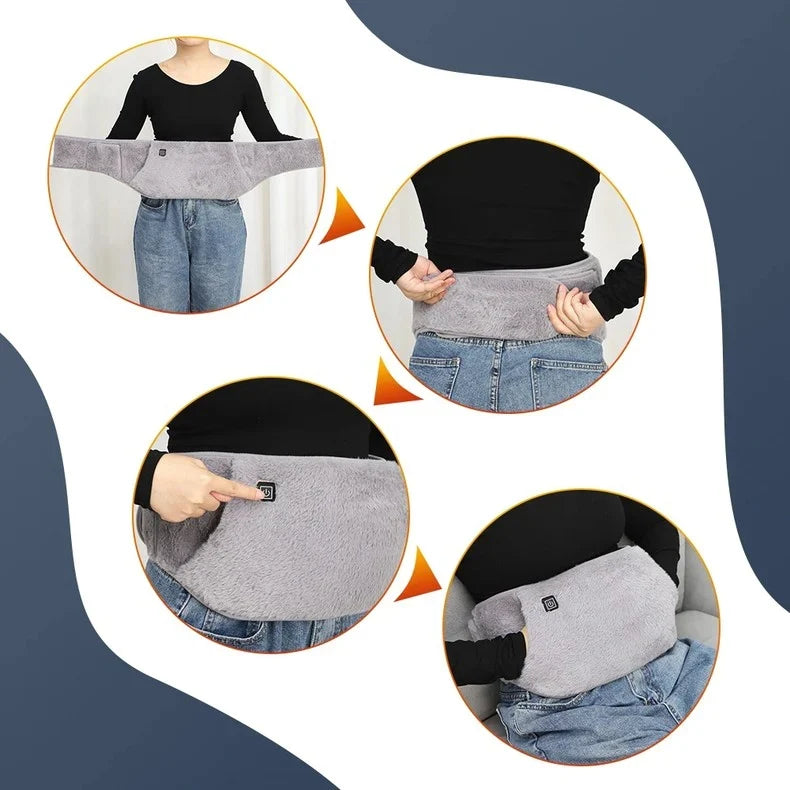 Heated waist belt with 3 heat settings and crystal velour