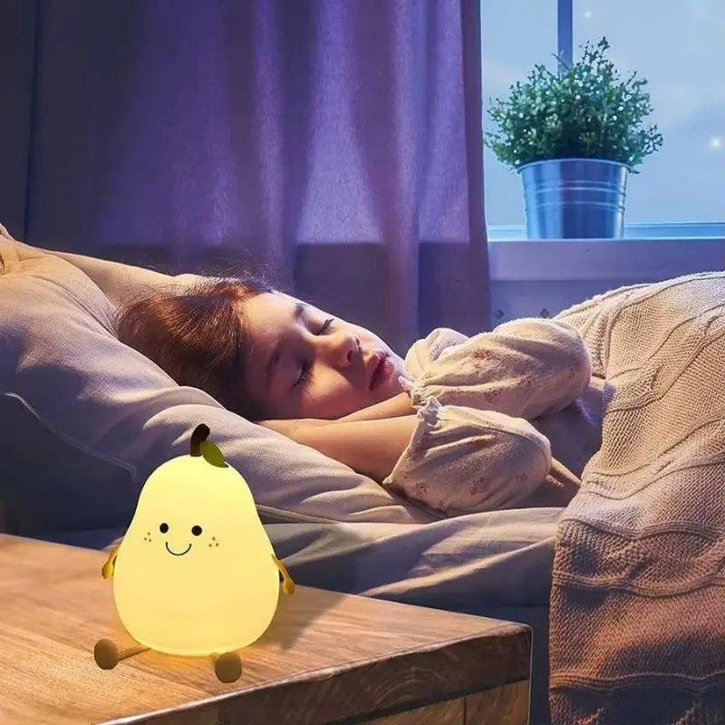 Silikon Nachtlicht Birne für Kinder – 7 Farben, USB aufladbar