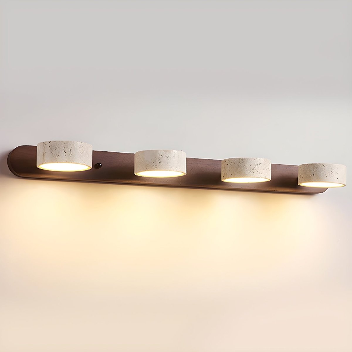 LED travertine wall light with wood - architectural design