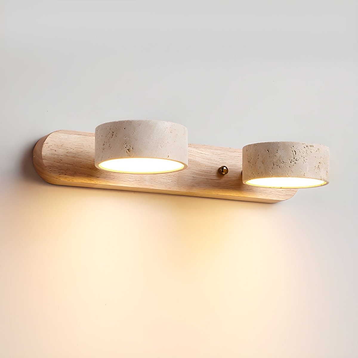 LED travertine wall light with wood - architectural design