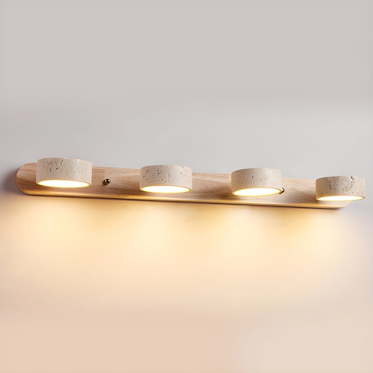 LED travertine wall light with wood - architectural design