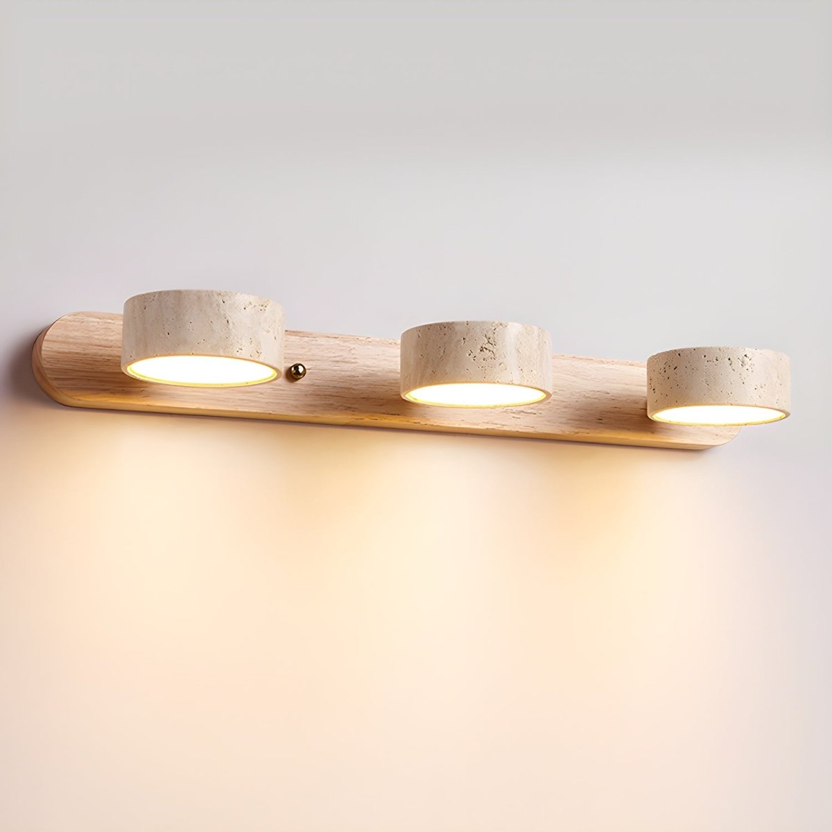 LED travertine wall light with wood - architectural design