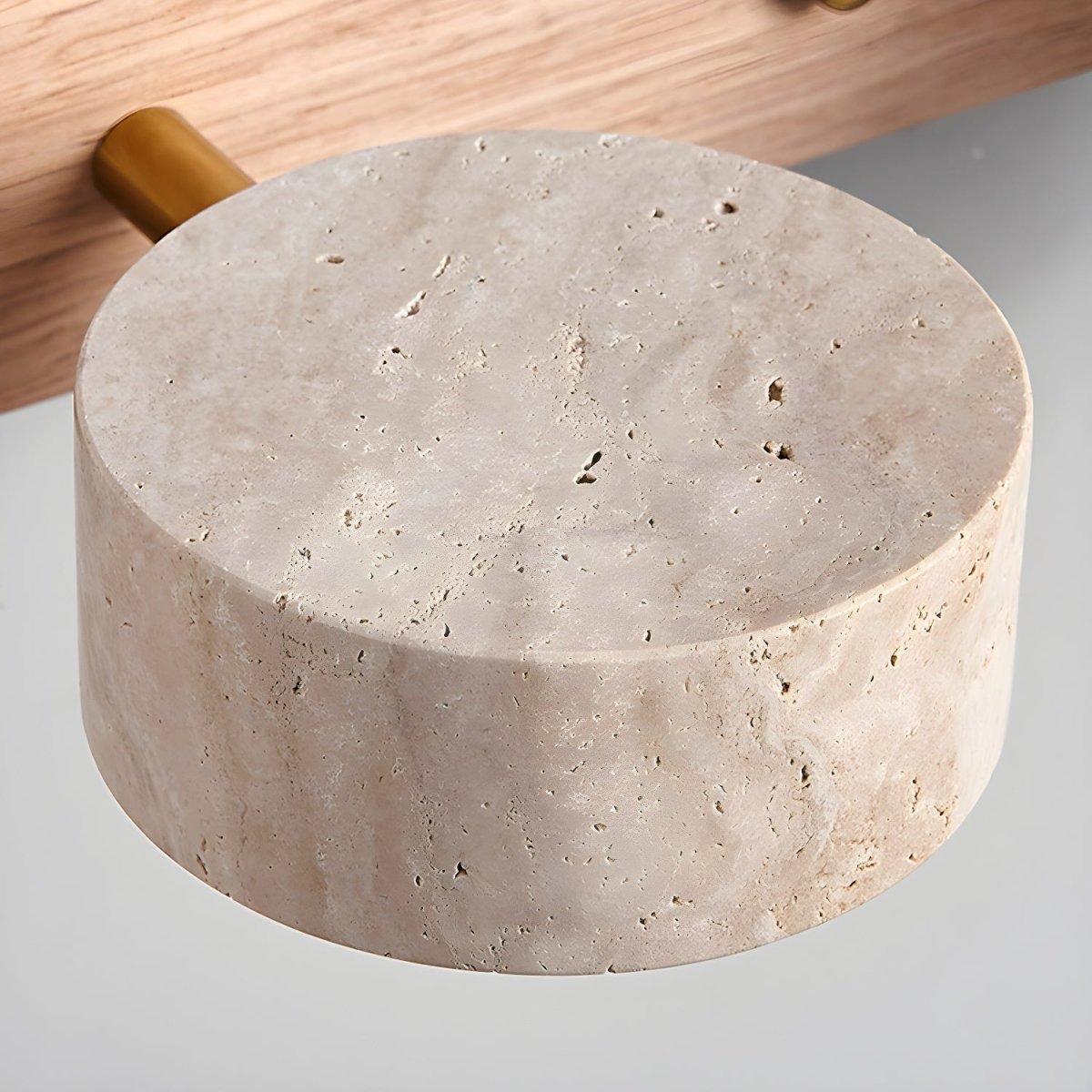 LED travertine wall light with wood - architectural design