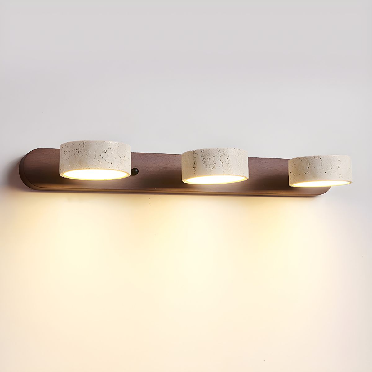 LED travertine wall light with wood - architectural design