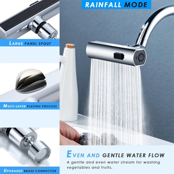 Kitchen mixer tap with 3 water modes and 360° swiveling spout