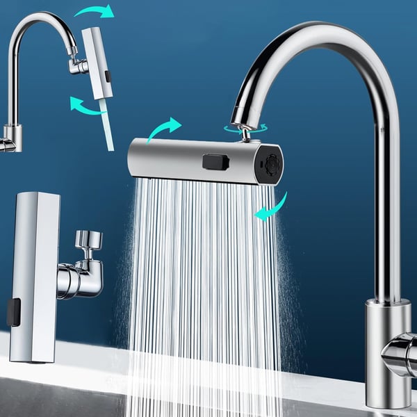Kitchen mixer tap with 3 water modes and 360° swiveling spout