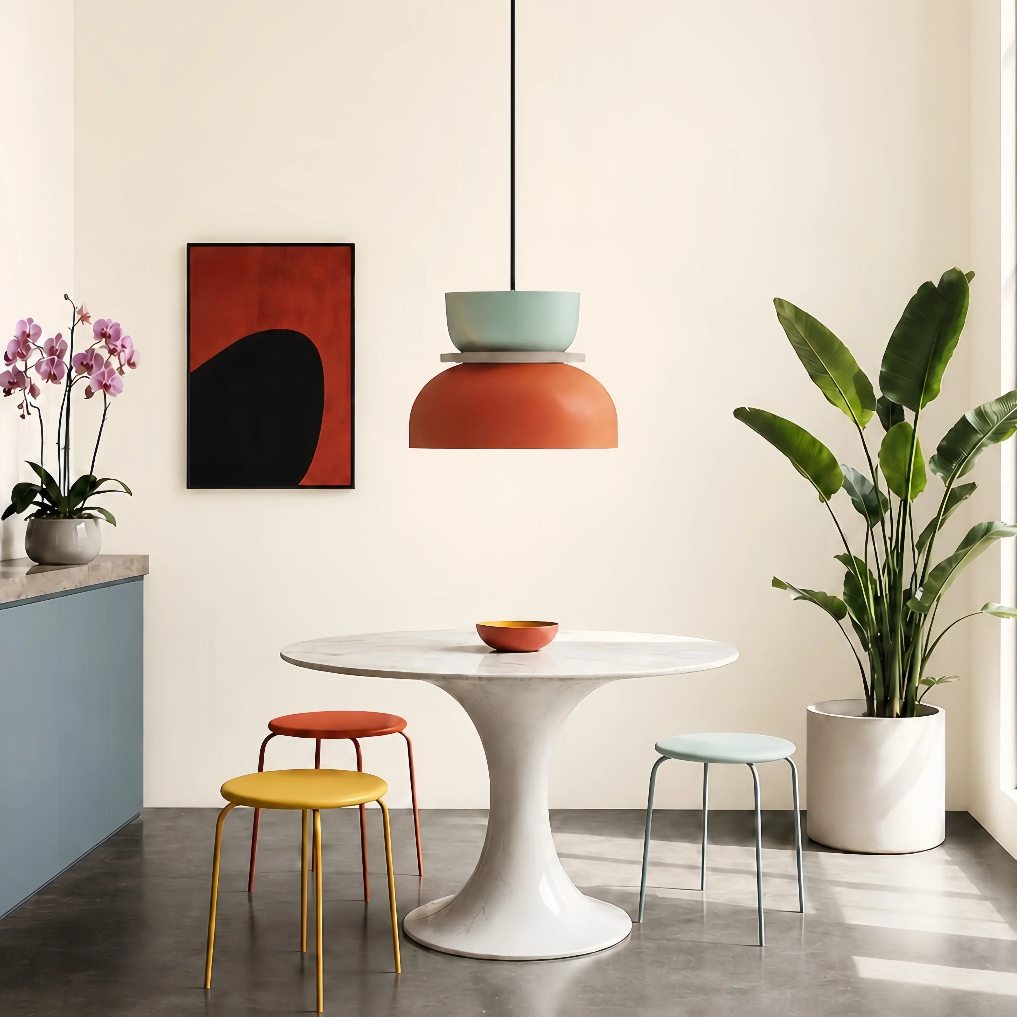 Nordische Pendelleuchte mit Farbblock-Design für moderne Räume
