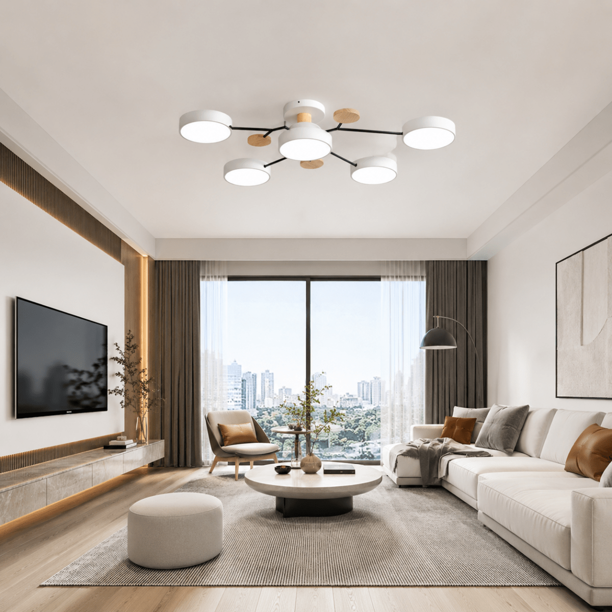 Round LED ceiling light, minimalist, for living rooms and bedrooms