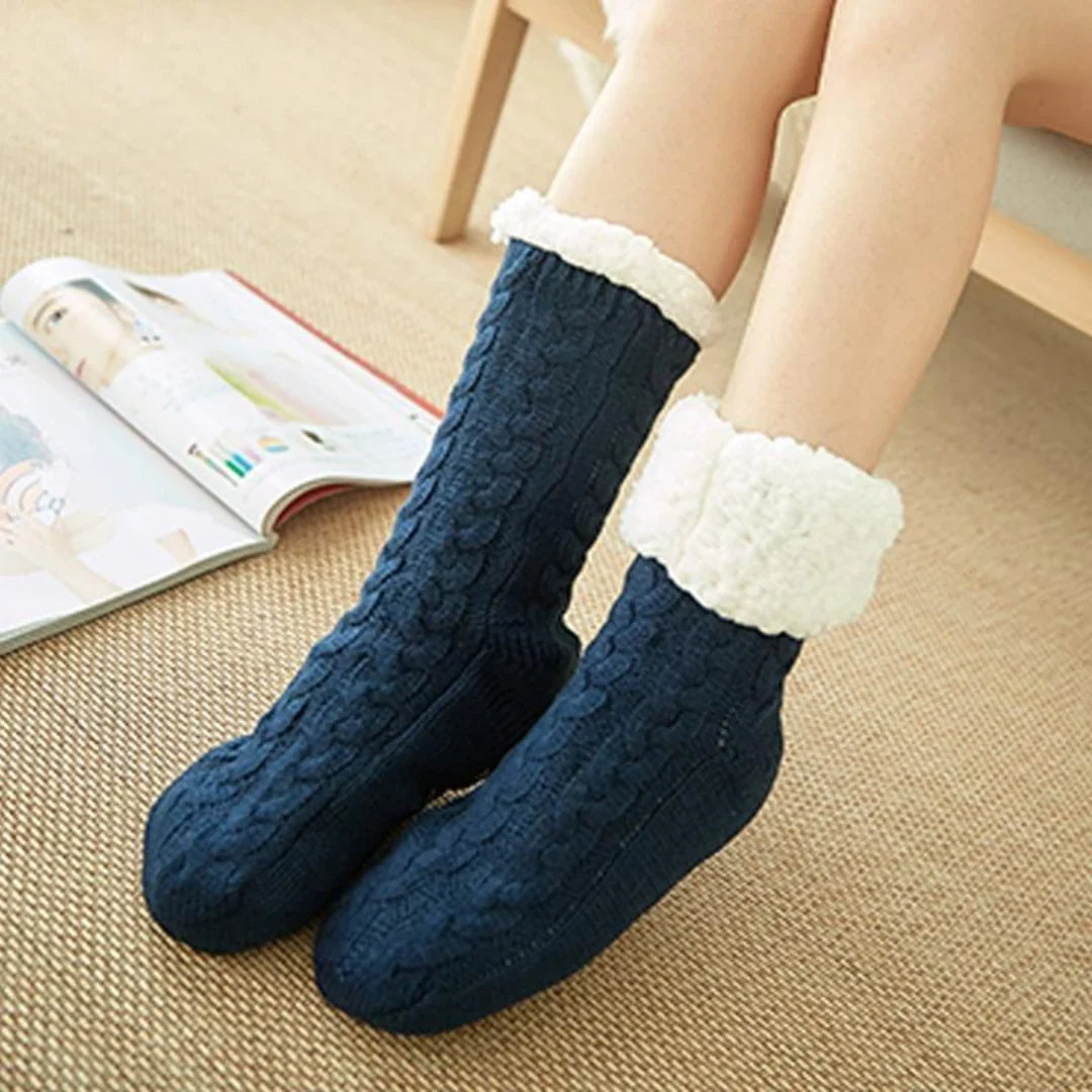 Fleecegefütterte Damen-Wintersocken mit rutschfester Sohle