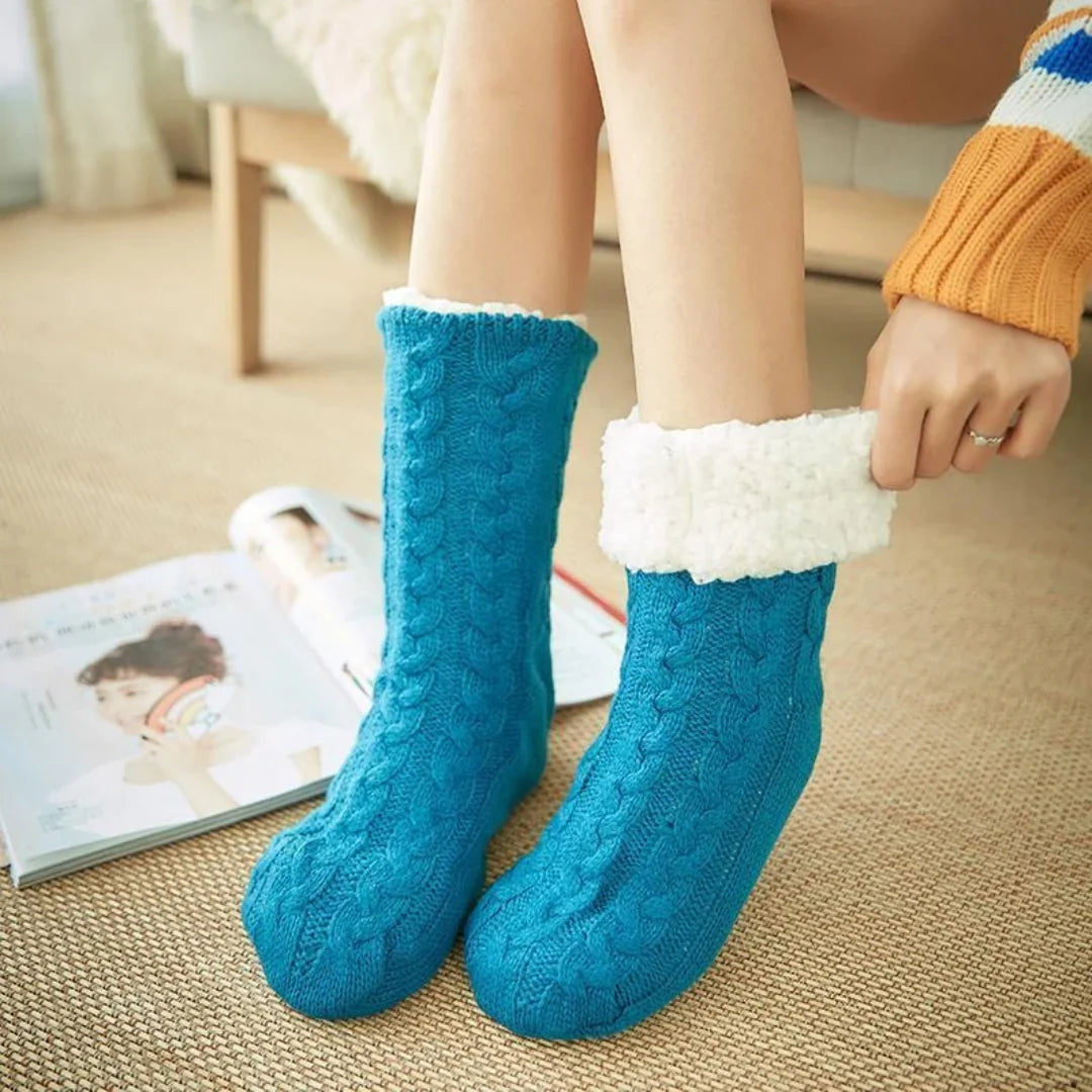 Fleecegefütterte Damen-Wintersocken mit rutschfester Sohle