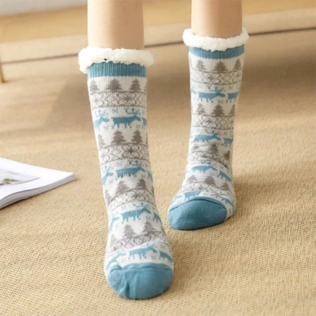 Fleecegefütterte Damen-Wintersocken mit rutschfester Sohle