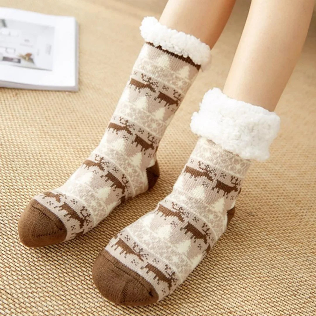 Fleecegefütterte Damen-Wintersocken mit rutschfester Sohle