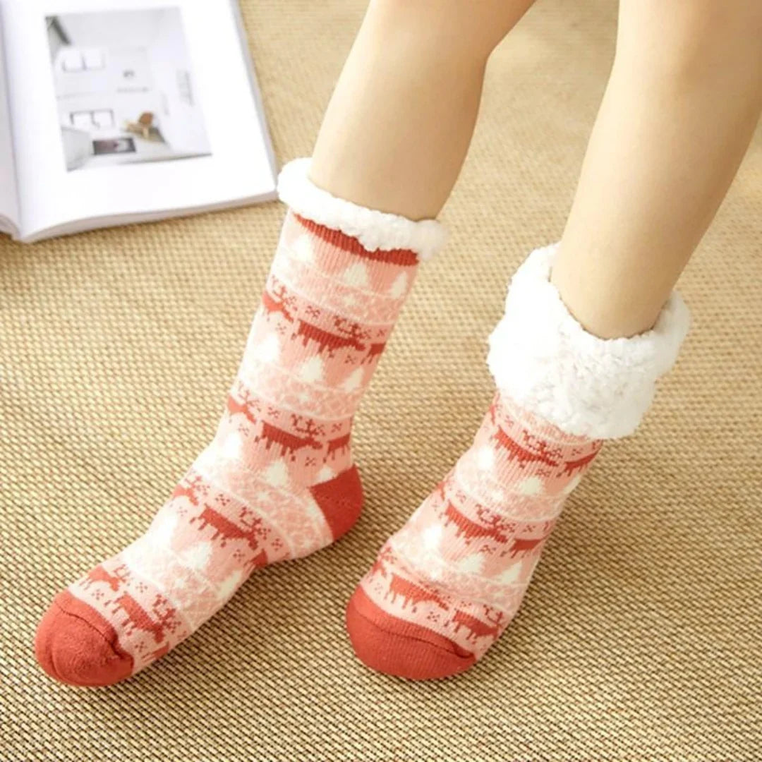 Fleecegefütterte Damen-Wintersocken mit rutschfester Sohle