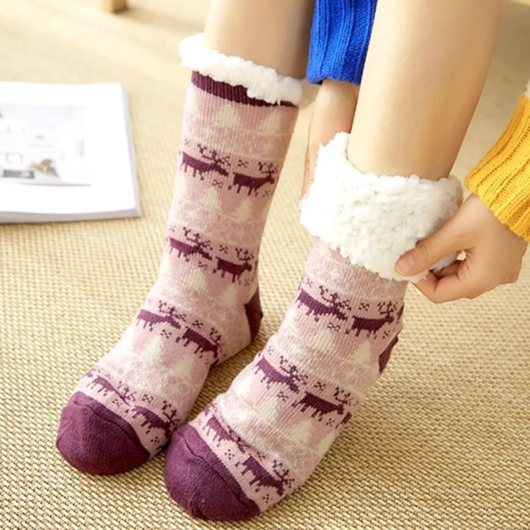 Fleecegefütterte Damen-Wintersocken mit rutschfester Sohle