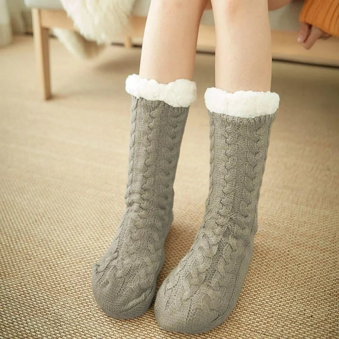 Fleecegefütterte Damen-Wintersocken mit rutschfester Sohle
