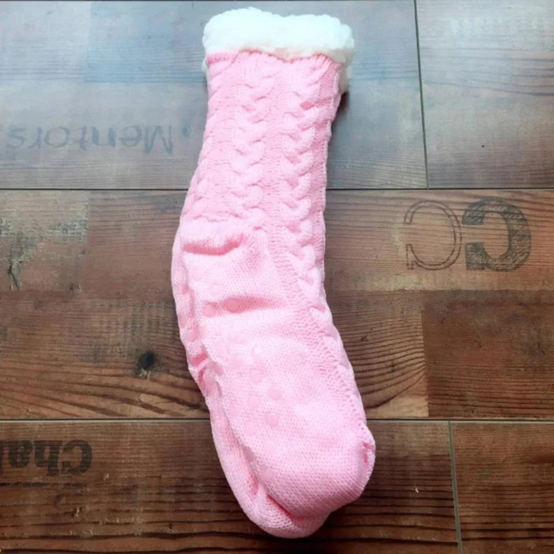 Fleecegefütterte Damen-Wintersocken mit rutschfester Sohle