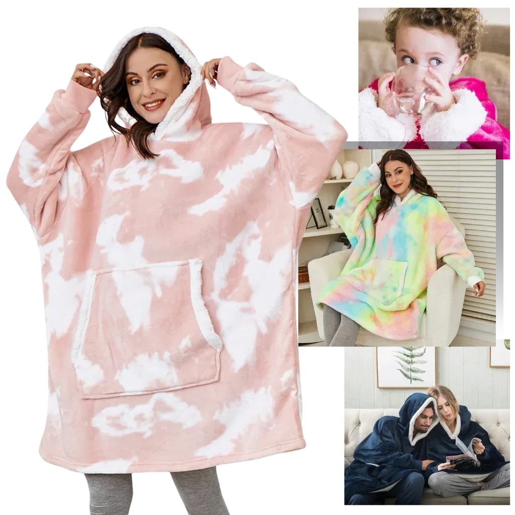 Hoodie mit Sherpa und Flanell – Einheitsgröße für Damen und Herren