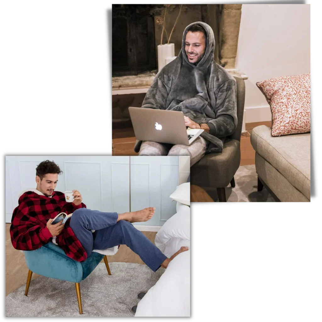 Hoodie mit Sherpa und Flanell – Einheitsgröße für Damen und Herren